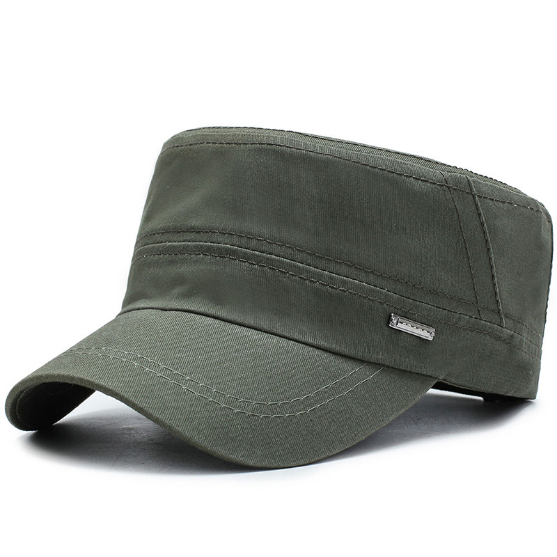 

Trendy Korean style sun visor multicolor flat top cowboy hat men and women thin military cap, Blue;gray