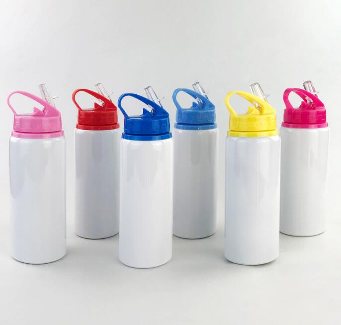 

Portable 600ml 20oz Water Bottle DIY Sublimation Sippy Cups Blank White Kids Sport Tumbler Aluminum Mug Drinking Cup With Straws Lids