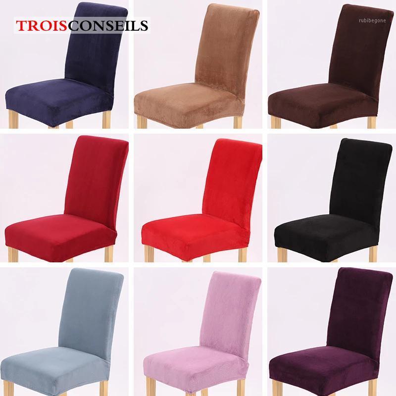 

Velvet Dining Chair Cover Stretch Spandex Elastic Slipcovers Room Covers Seat Case For Banquet 1/4/6pcs Wedding
