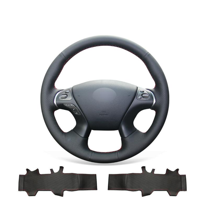 Couvre-volants DIY Noir Véritable Couverture De Voiture En Cuir Pour Infiniti JX35 M M25 M35 M37 M56 Q70 QX60 Accessoires Intérieur