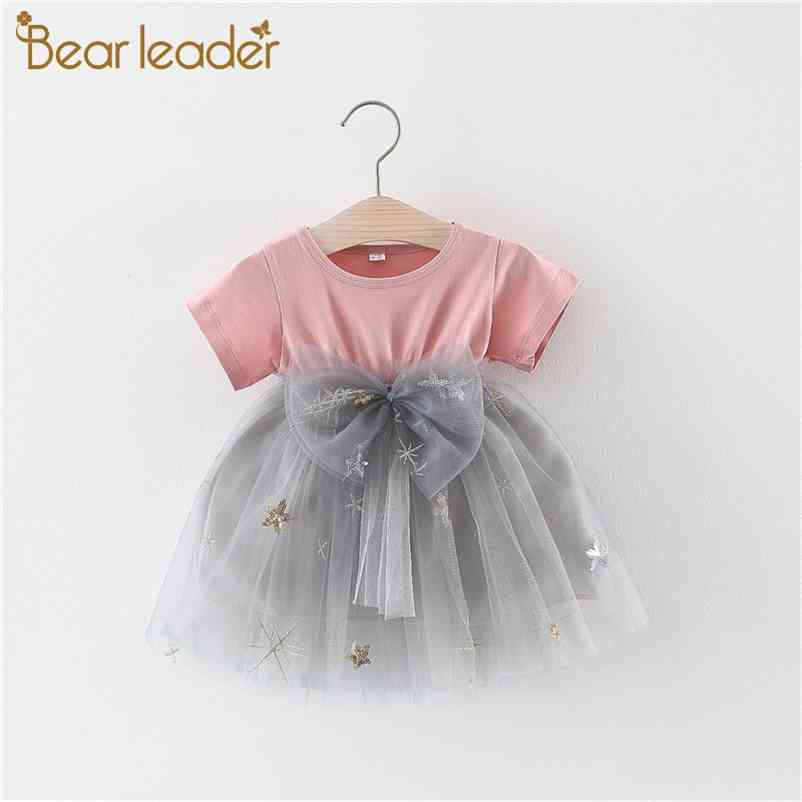 

Baby Girls Patchwork Mesh Dress Fashion Kids Party Princess Costumes Toddler Bow Clothes Sequined Suits -3T 210429, Ah1716white