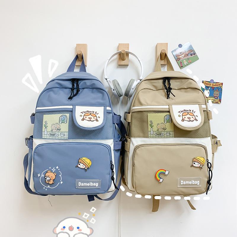 

Backpack School Bag Women's Bags High Capacity Japanese Style Cute Kawaii Lattice Shoulder Cartoon