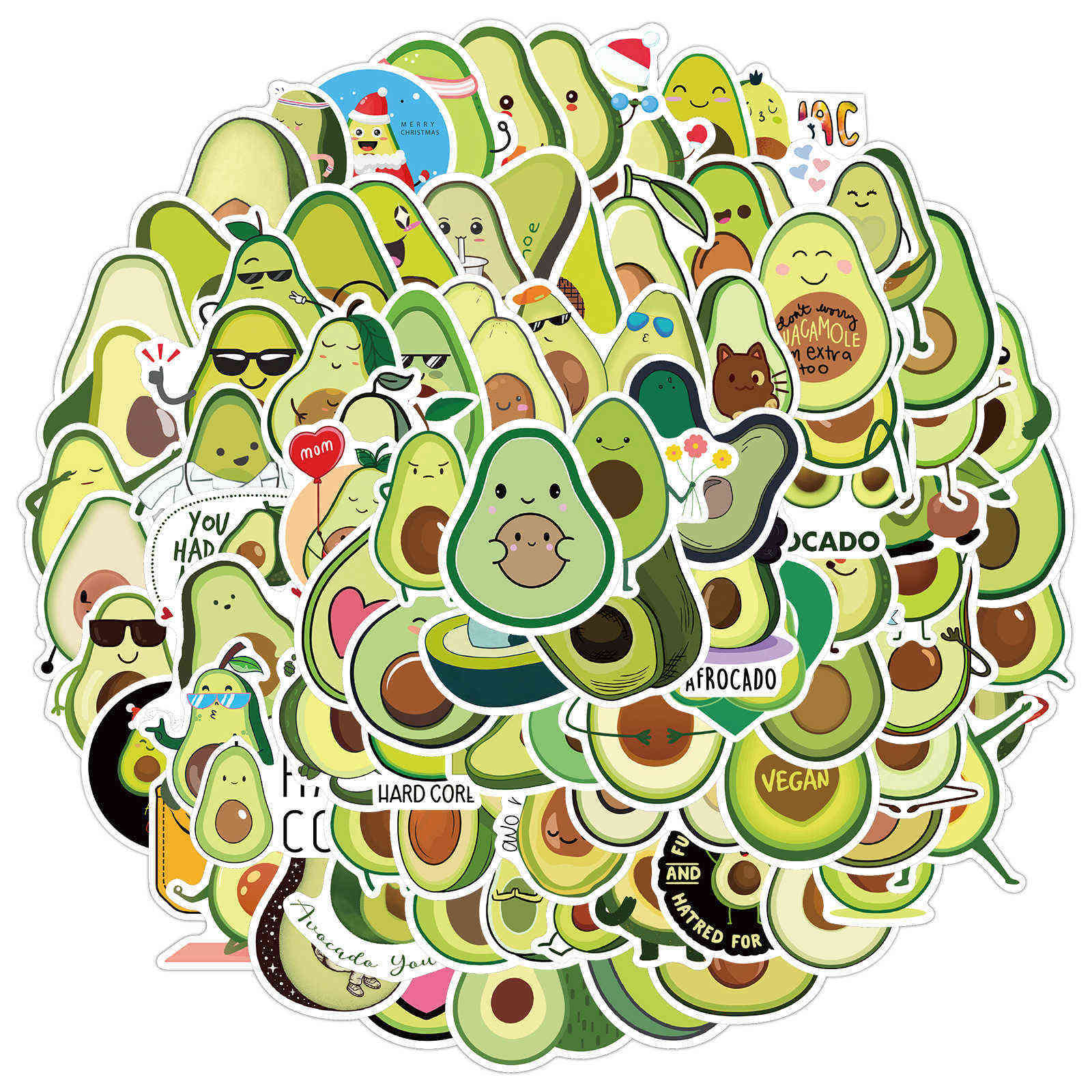

Avocado Cartoon 10/50/100PCS Kawaii Stickers for Children DIY Guitar Stationery Water Bottle Notebook Cute Girl Toy Sticker Car, 10pcs sticker