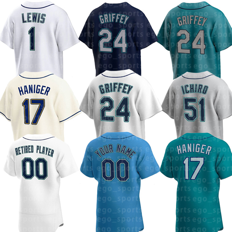 

24 Ken Griffey Jr. Baseball Jerseys 28 Eugenio Suarez 3 J.P. Crawford 23 Ty France 44 Alberto Rodriguez 38 Robbie Ray 10 Jarred Kelenic 15 Kyle Seager Baseball Jersey, Men's color 4
