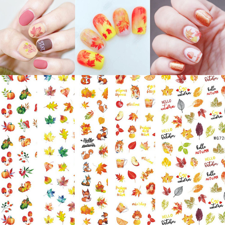 

Thanksgiving nail stickers accessories maple leaf turkey pumpkin nails decal