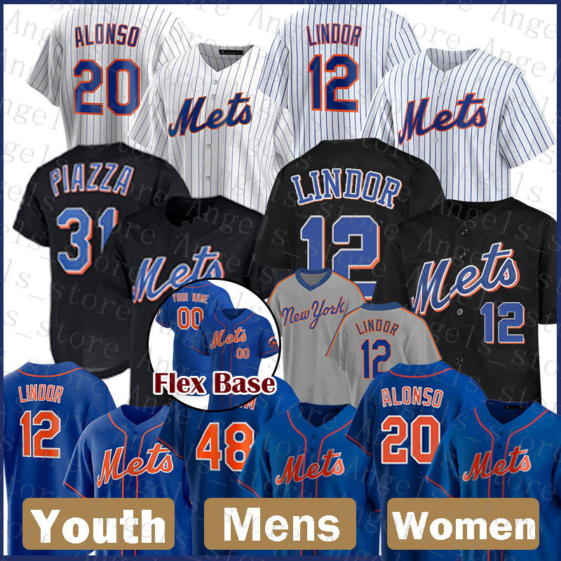 

New Custom York Baseball Jersey Mets 12 Francisco Lindor Mens 20 Pete Alonso Women 48 Jacob deGrom Youth 18 Darryl Strawberry 31 Mike Piazza, Flex base custom(daduhui)