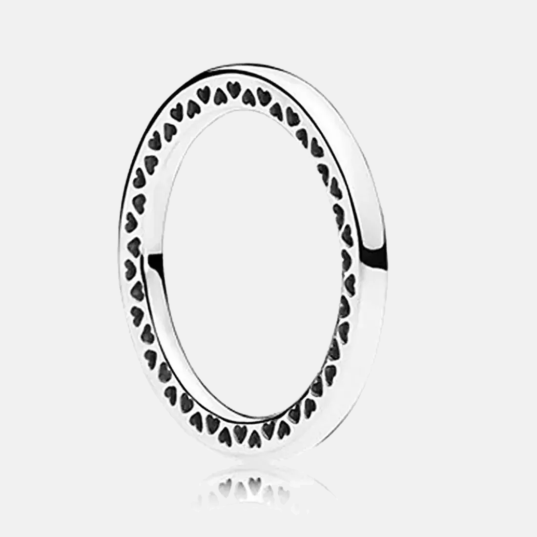 

Fine jewelry Authentic 925 Sterling Silver Ring Fit Pandora Charm Classic Circle Heart Hollow Engagement DIY Wedding Rings, Slivery;golden