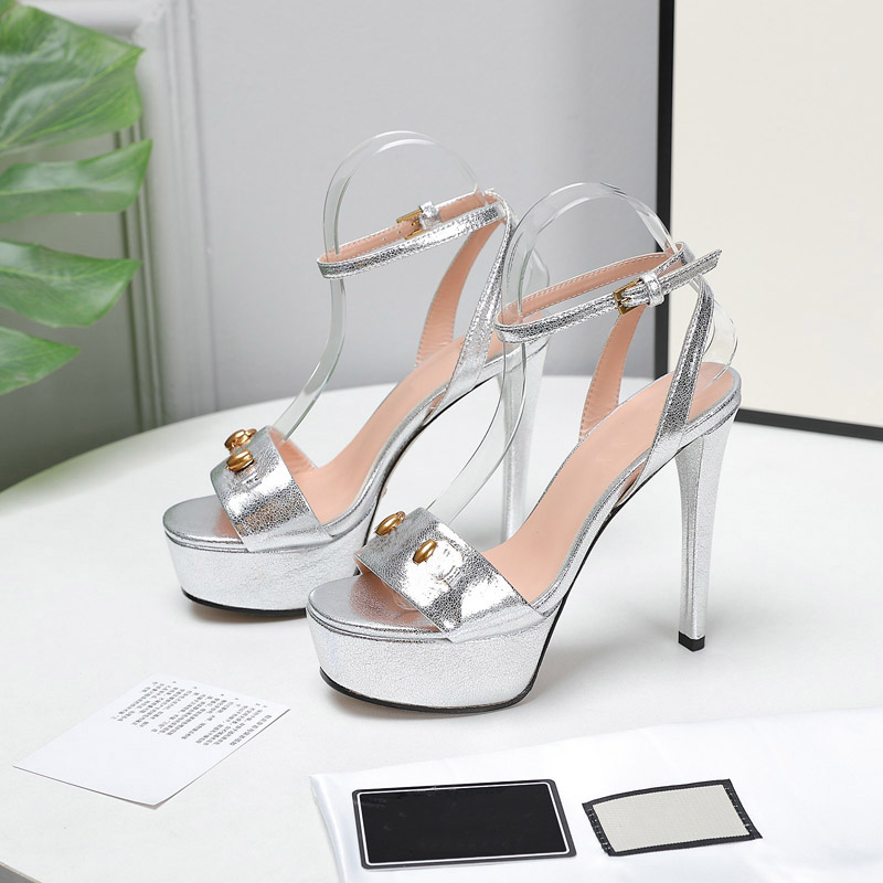 

2021 Casual Sandals and Slippers High Heel Catwalk Classic Cartoon Simple Atmosphere Genuine Leather Quality In Size Wholesale 35-41 With 13CM