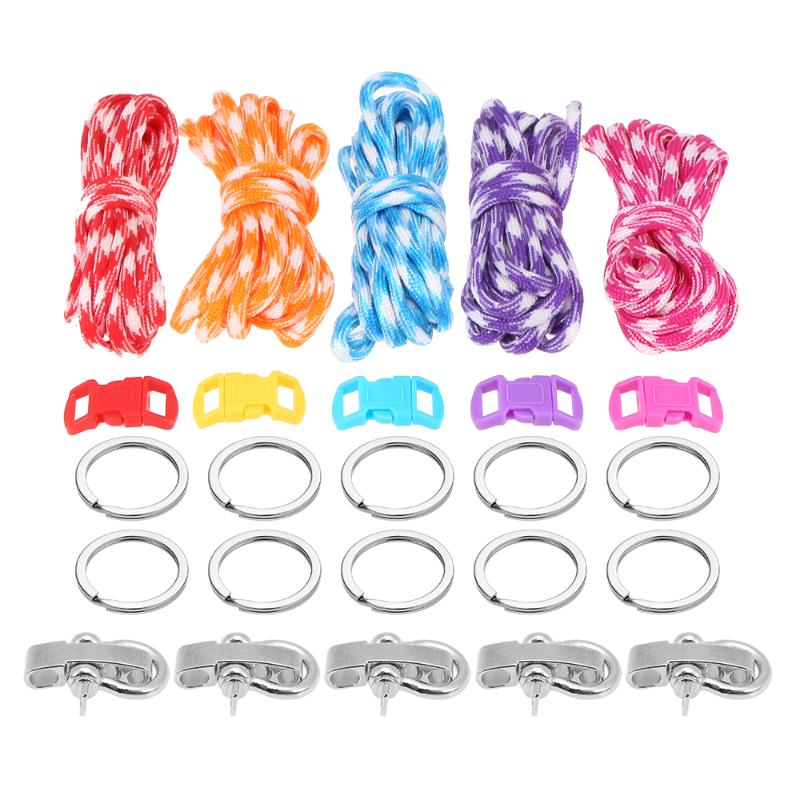 

250lbs Braided Paracord Combo Crafting Kits With Buckles Shackles Key Rings For Outdoor Climbing Survival Gadgets
