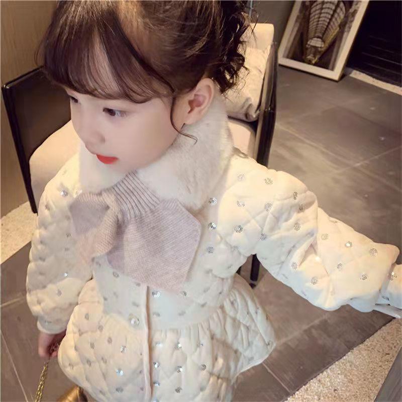 

Clothing Sets Girl's Fashion Suit With Velvet And Thick Children's Winter Dress Sequins Western Style White Two-piece Set
