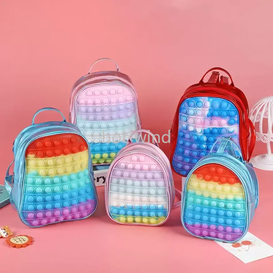 

NEW!!! Fidget Toys Sensory Christmas Fashion School student backpack Push Bubble Rainbow Tie dye Anti Stress Educational Children Gift In Stock EE