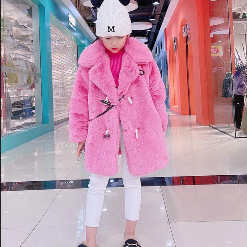 

Down Coat Winter Imitation Fur Girls Thick Warm Outwear Kids Overcoat Snowsuit, Blue;gray