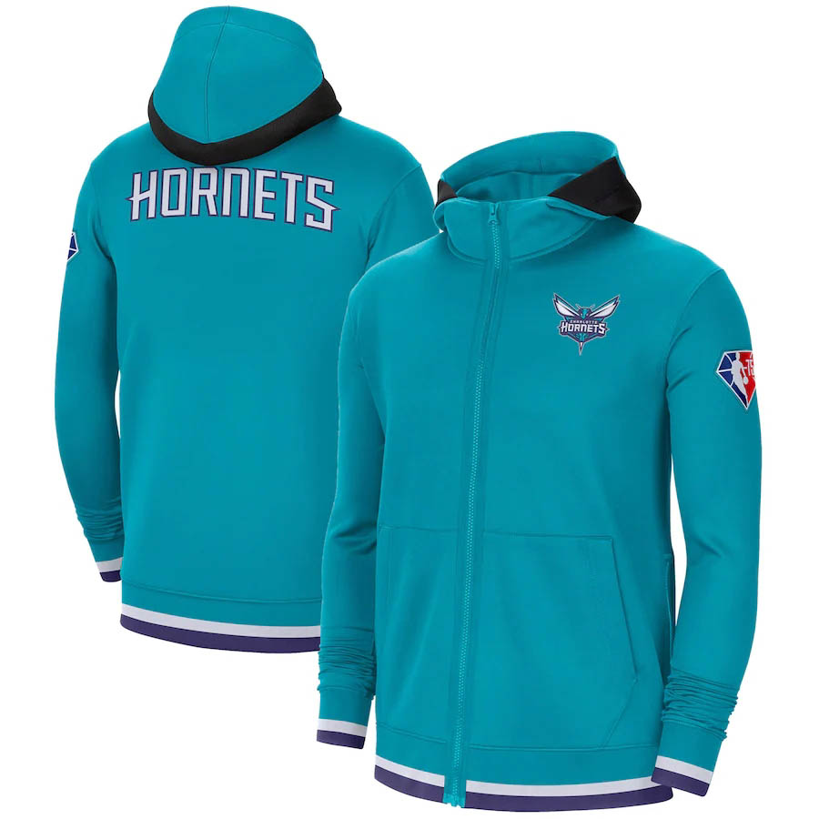 

CharlotteHornetsMen 75th Anniversary Performance Showtime Full-Zip Hoodie Jacket - Teal