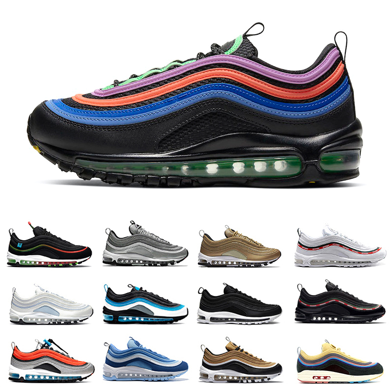 

2022 men women running shoes 97 Black Multi USA Sky Mint Green Red Leopard Ghost Easter University Red Sliver Bullet South Beach mens trainers outdoor sports sneakers, Pay for box
