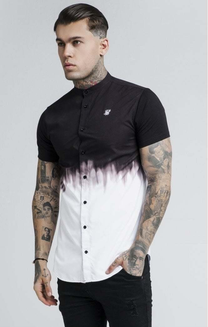 

Men's Casual Shirts SikSilk Black White Granded Shirt, As pic
