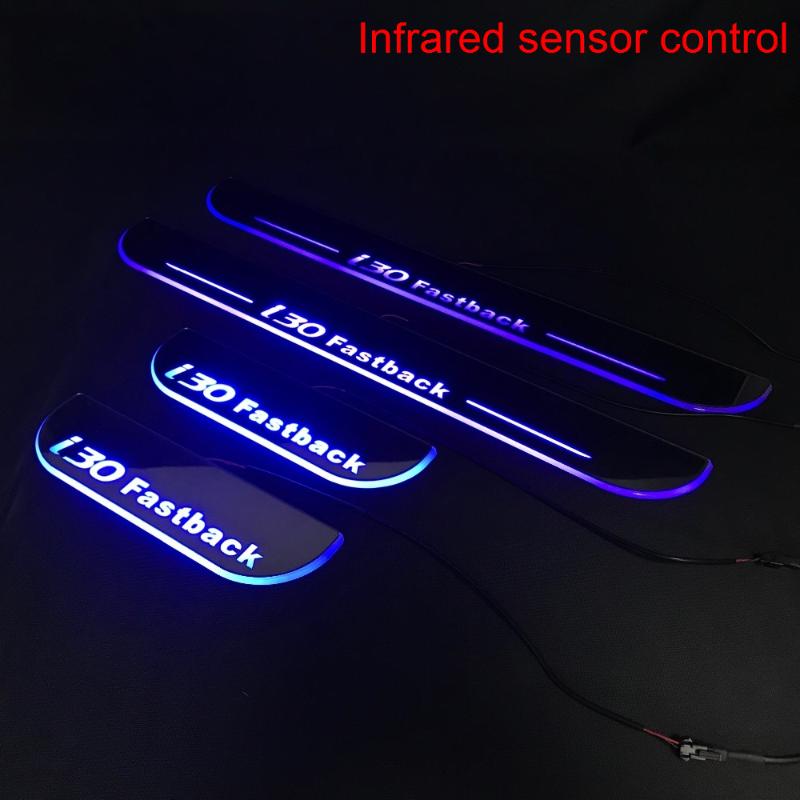 

Infrared Sensor Control Led Door Sill Plate Strip Welcome Light Threshold Guard Protectors For I30 Fastback Interior&External Lights