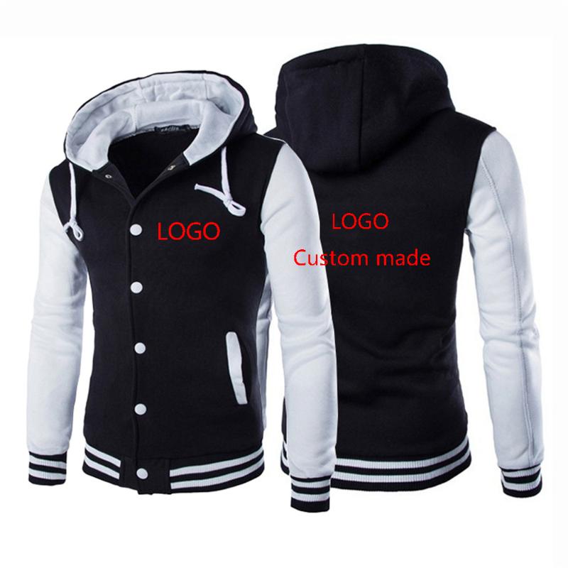 

Men's Hoodies & Sweatshirts Logo Customization 2021 Spring And Autumn High Quality Print Fashionable Harajuku Casual Baseball Uniform Jacket, Black