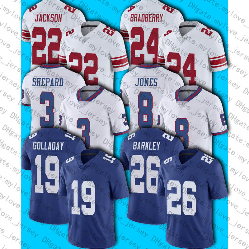 

26 Saquon Barkley 8 Daniel Jones Jersey 19 Kenny Golladay Adoree Jackson Jerseys 3 Sterling Shepard Darius Slayton Kadarius Toney Bradberry, Man size s-xxxl (jr)
