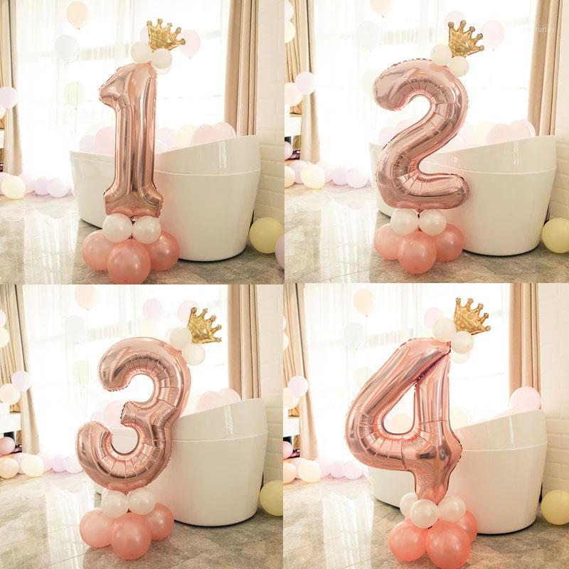 

Party Decoration 15pcs/lot Rose Gold Number Balloons Digit 0-9 Crown Foil Birthday Wedding Festival Supplies Air Ballon