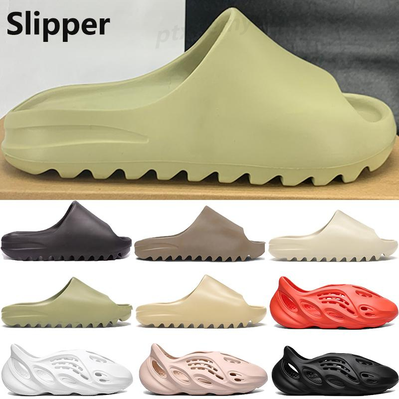 

2021 Schiuma Bone Slipper shoes Gear Bottoms Mens Slide Sandali Desert Sabbia Causa Slip Summer Pantofole Flip Flops 36-45 ww01, Black