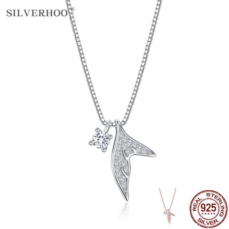 

Chains SILVERHOO 925 Sterling Silver Zircon Necklaces For Women Geometry Shape Classic Fine Jewelry Anniversary Gift 2021