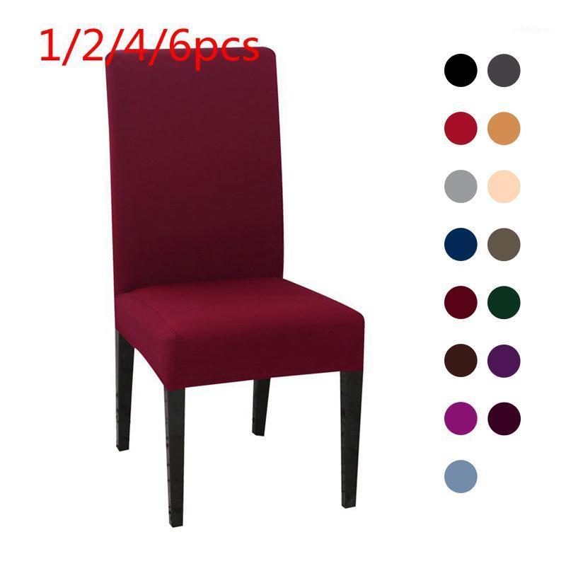 

Chair Covers 1/2/4/6pcs Solid Color Cover Spandex Desk Seat Protector Slipcovers For Dining Room Kitchen Wedding Banquet