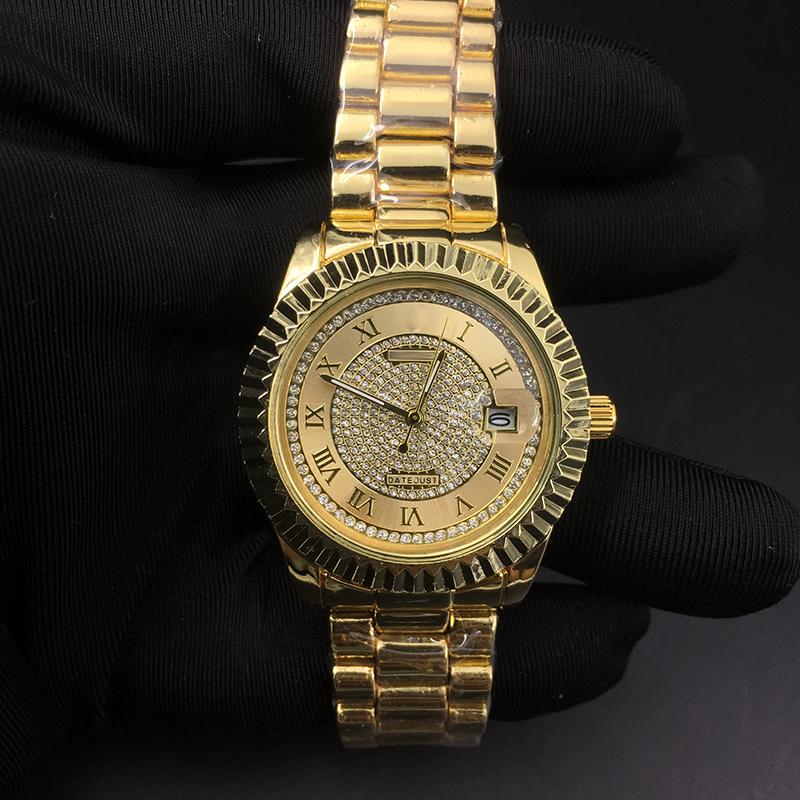 

Luxury Orologio R brand gold watch mens watches fashion dress datejust 36mm diamond dial designer wristwatches stainless steel strap quartz, Slivery;brown