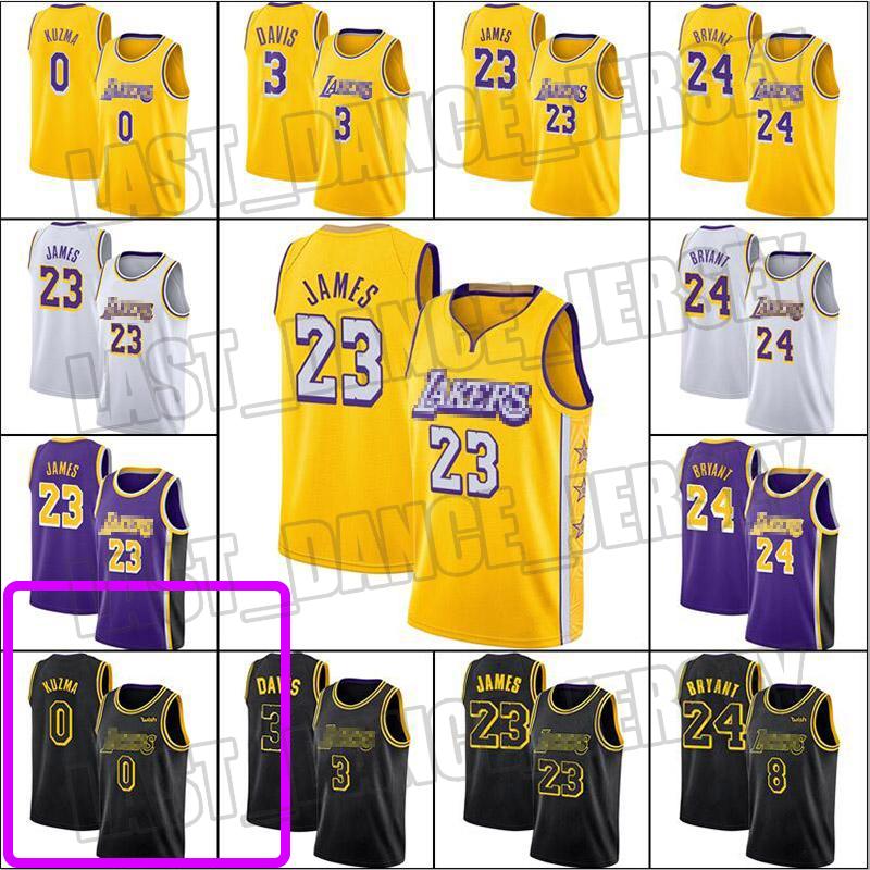 

James 23 LeBron Basketball Jersey Bryant Anthony Kyle Davis Kuzma ONeal Basketball Jerseys Los Angeles Lakers Uniform, Blue;black