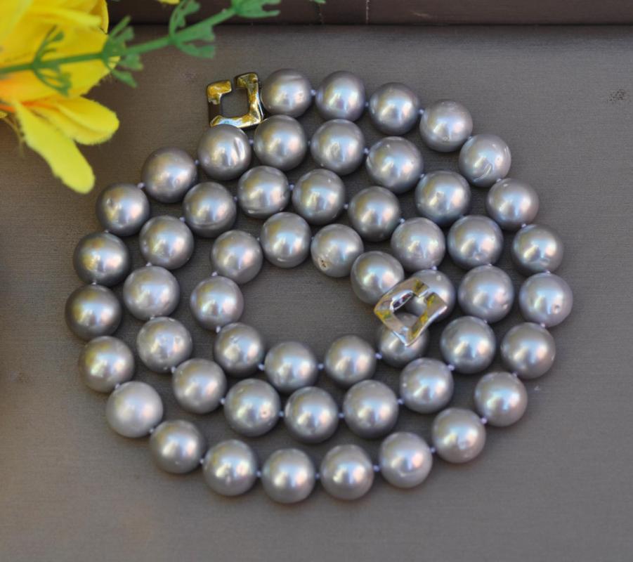 

Chokers MCT·STAR Z11632 17"~33" 12mm Gray Round Freshwater Pearl Necklace