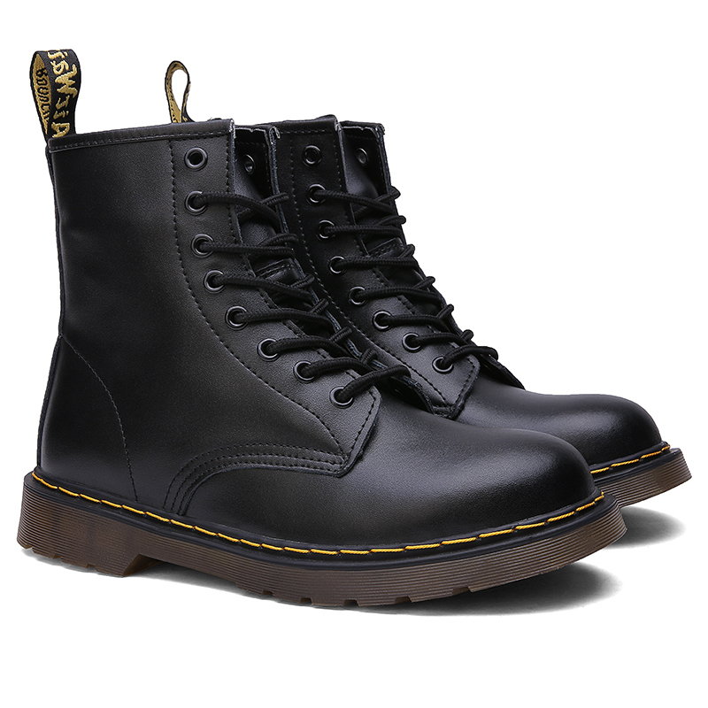 

Women Genuine Leather Boots Martens Shoes High Top Fashion Unisex Men Winter Ankle Lace up Classic Motorcycle, Blue