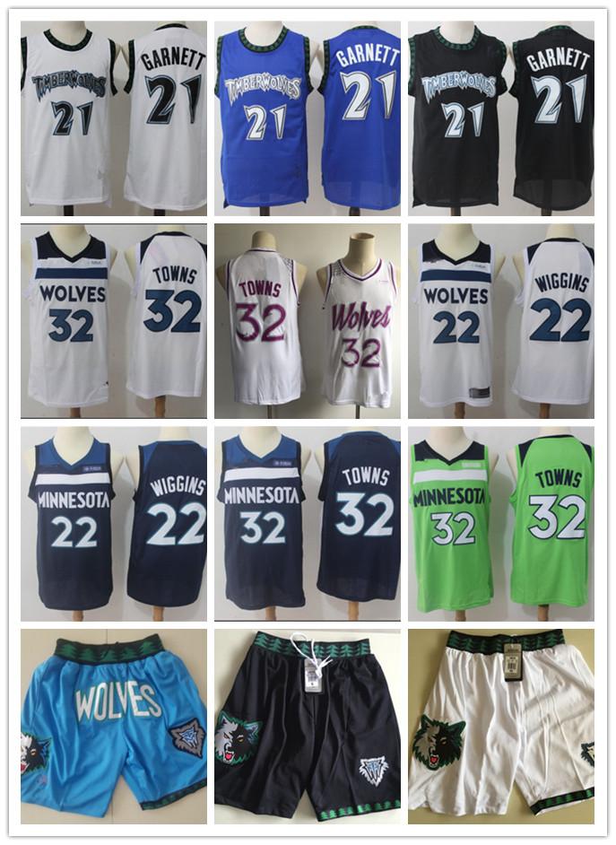 

Mens Minnesota Timberwolves Throwback Kevin 21 Garnett Karl-Anthony 32 Towns Andrew 22 Wiggins Shorts Basketball Jerseys, Black;red