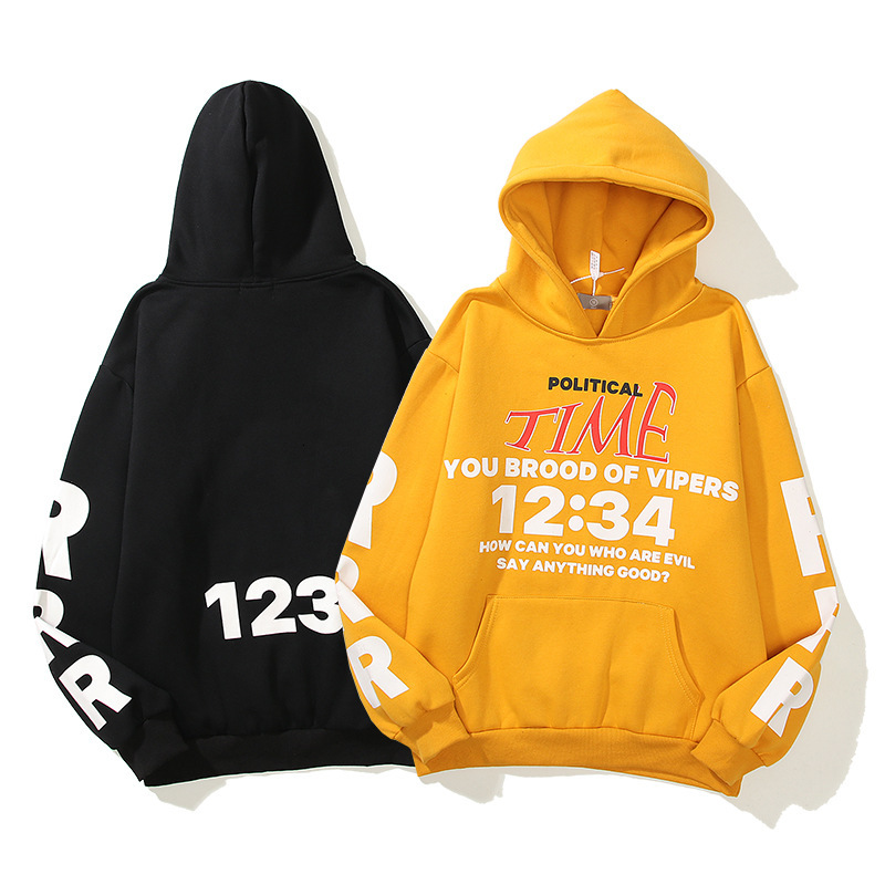 

hoodies autumn and winter 2021 high street kanye graffiti letter printed hoodie for men women, Black