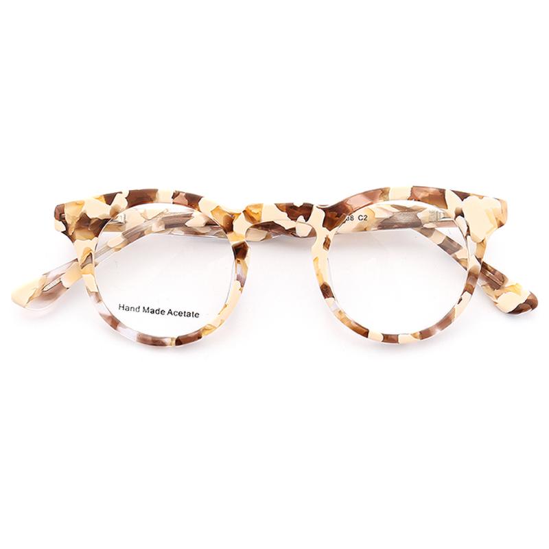 

Women Round Glasses Frame For Men Fashion Acetate Eyeglasses Frames Pattern Prescription Optical Brown Eyewear Sunglasses