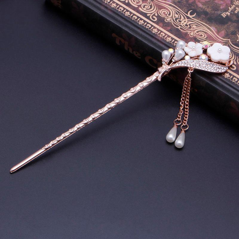 

Hair Clips & Barrettes Crystal Pearl Orchid Stick, Chinese Chopsticks Vintage Tassel Hairpin Fork For Women, Golden;silver