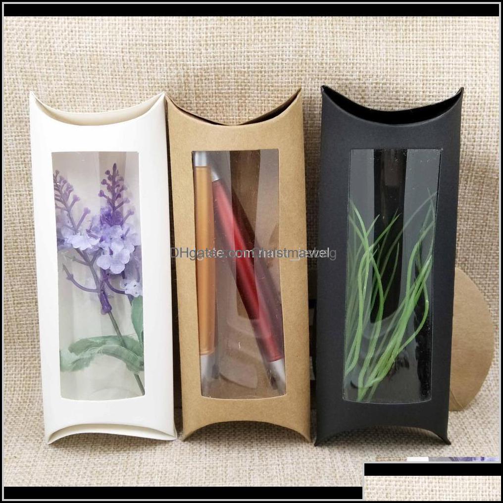 

Gift Wrap Event Festive Party Supplies Home & Garden 16*7*2Dot4Cm Brown White Black Cardboard Pillow Window Box With Drop Delivery 2021 G0D2
