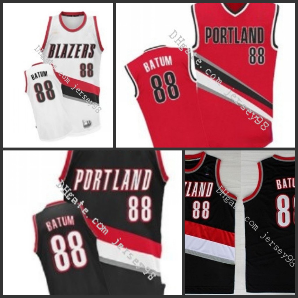 

PortlandTrailBlazersmen #88Nicolas Batum retro BasketballJersey, Black