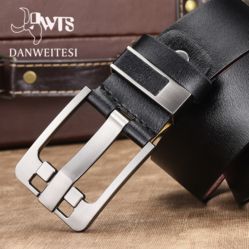 

[DWTS]Men Belt Male High Quality Leather Belt Men Male Genuine Leather Strap Luxury Pin Buckle Fancy Vintage Jeans, Black