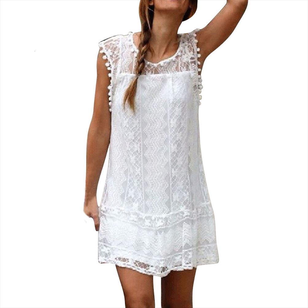 

summer fashion casual lace sleeveless women dresses beach short tassel mini vintage sweet white, Black;gray