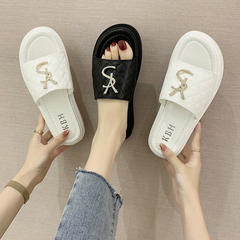 

Designer Shoes Fashion Women Slippers Summer Bright Diamond YL Non-slip Casual Outdoor Luxury Designer Ladies Street Beach Sanda, Black