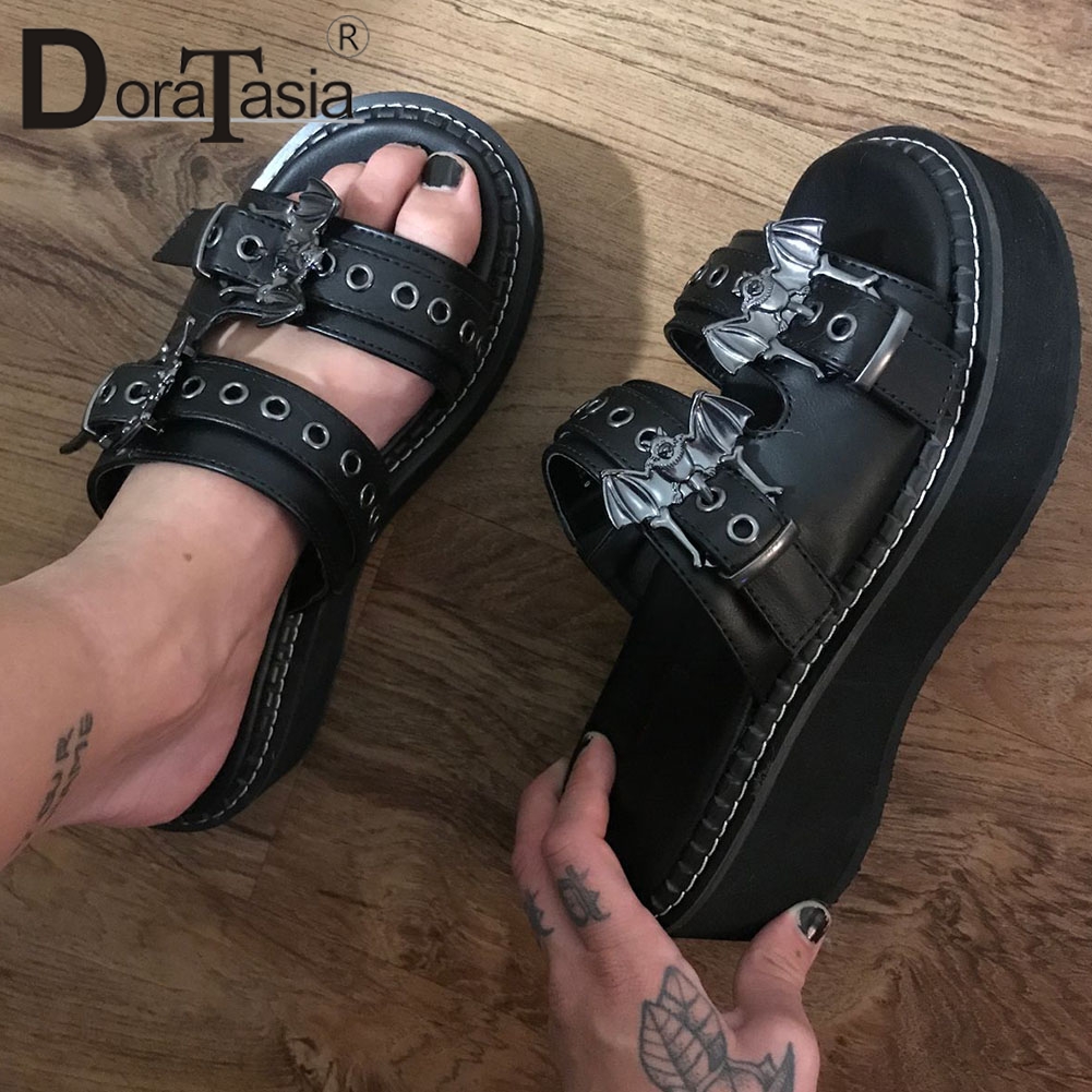 

Women's Vampire Bat Summer Fashion Gothic Wedges High Heels Street Platform Shoes, Black style 2