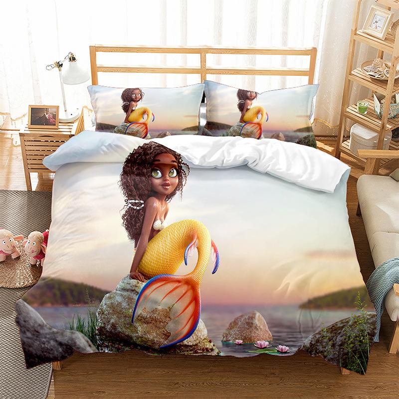 

Bedding Sets Black Girl Set Single  Full Queen King Size Cartoon Charm Bed Aldult Kid Bedroom Duvetcover 3D Print 022, As picture