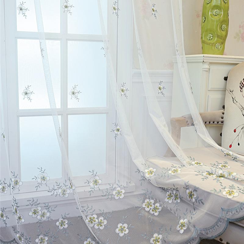 

Curtain & Drapes Custom Design White Tulle Sheer Plum Blossom Embroidered Window Curtains For Home Living Room Decoration Cafe