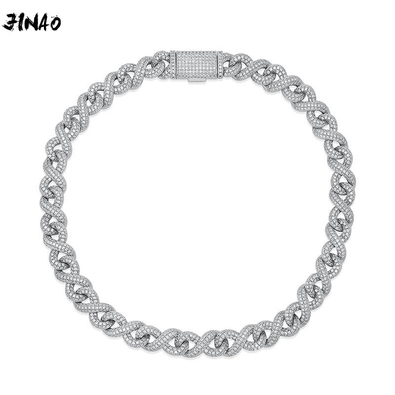 

JINAO 2020 NEW HIP HOP High Quality Miami Cuban Chain Iced 13mm HIP HOP AAA+CZ Number 8 shape Necklace Jewelry For Gift X0509