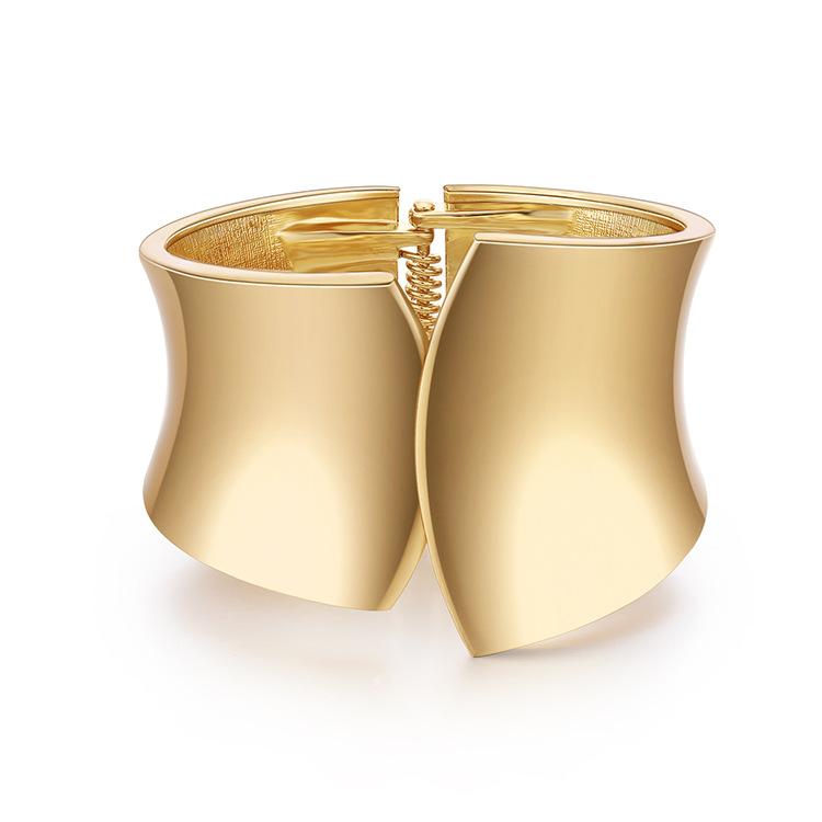 

Bangle Niche Fashion Bracelet Wholesale Exaggerated Jewelry Minimalist Glossy Asymmetric Wide Female Temperament All-match