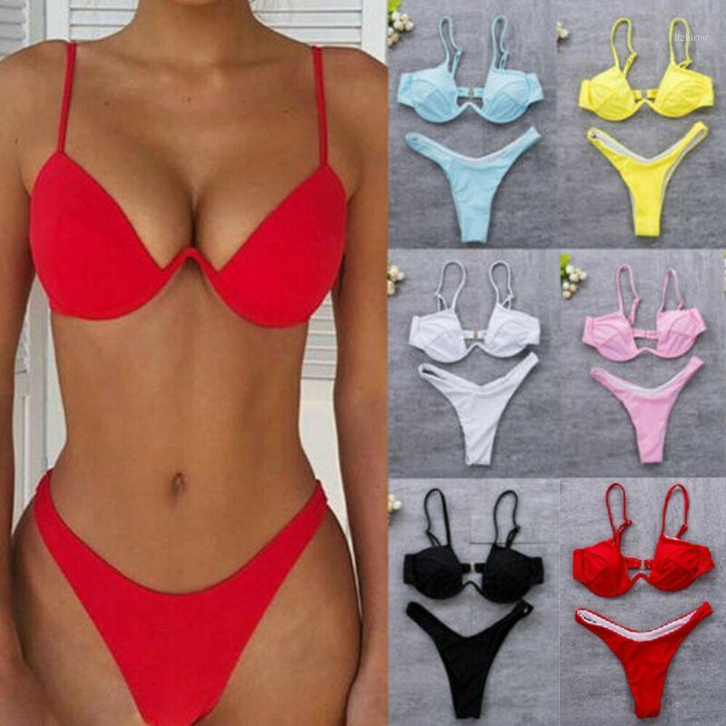 

Women' Swimwear Women 6Colors Sexy Push Up Bikini Set Bandage Swimsuit, Black