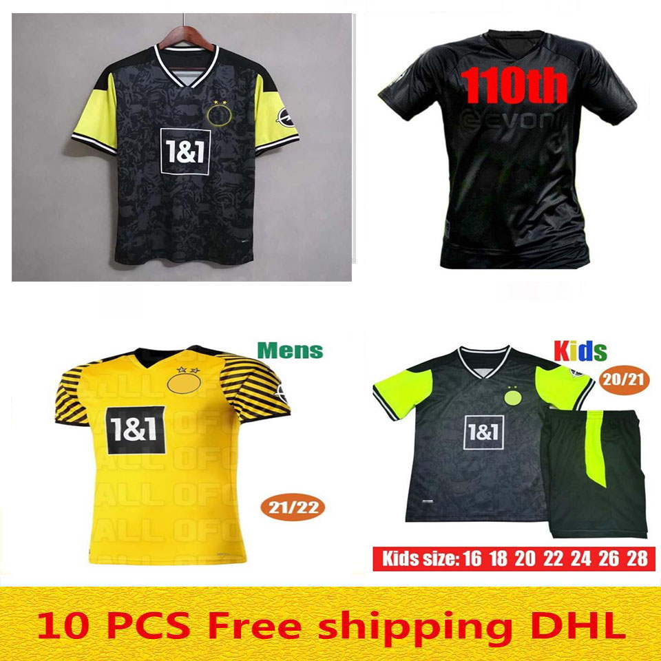 

Soccer jerseys 1990 Limited Edition Haaland Reus 21 22 2021 2022 Bellingham Sancho Hummels Brandt Men + Kit, Black;yellow