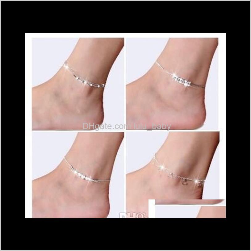 

925 Sterling For Women Ladies Girls Unique Nice Sexy Simple Beads Chain Anklet Ankle Foot Jewelry Gift Jafjo Famob