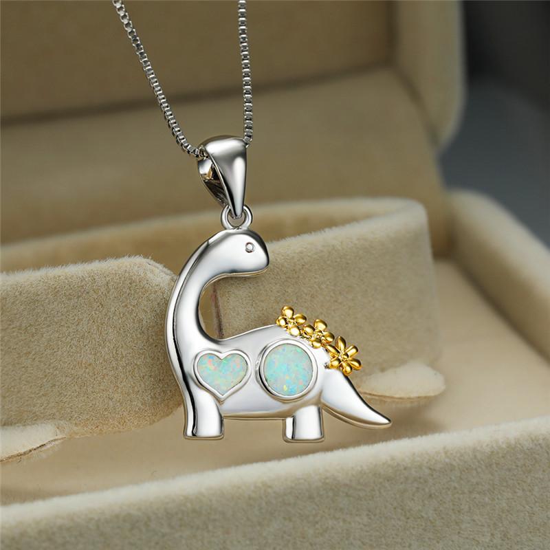 Pendant Necklaces Boho Female Heart Round Opal Necklace Dinosaur Gold Color Flower For Women Cute Animal Wedding-image-708513364