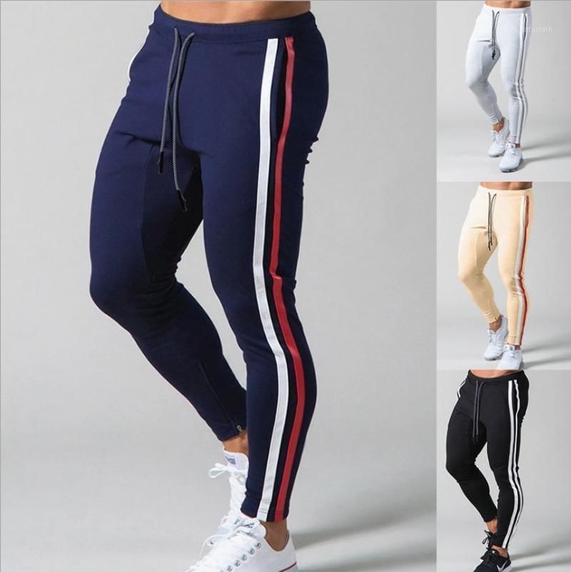 

Spring And Summer Men's Sports Pants Striped Stitching Casual Black Fashion