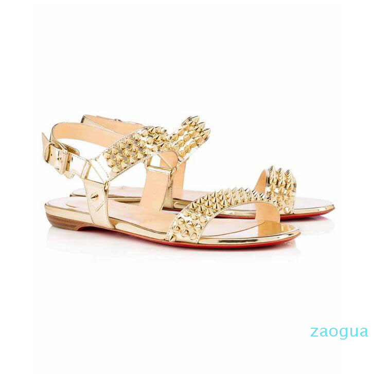 

Elegant Fashion Women Gladiator Sandals Studs Red Bottom Shoes Sexy High Heels Peep-toes Lady Sandalias Luxury Flat Leather Party Wedding015